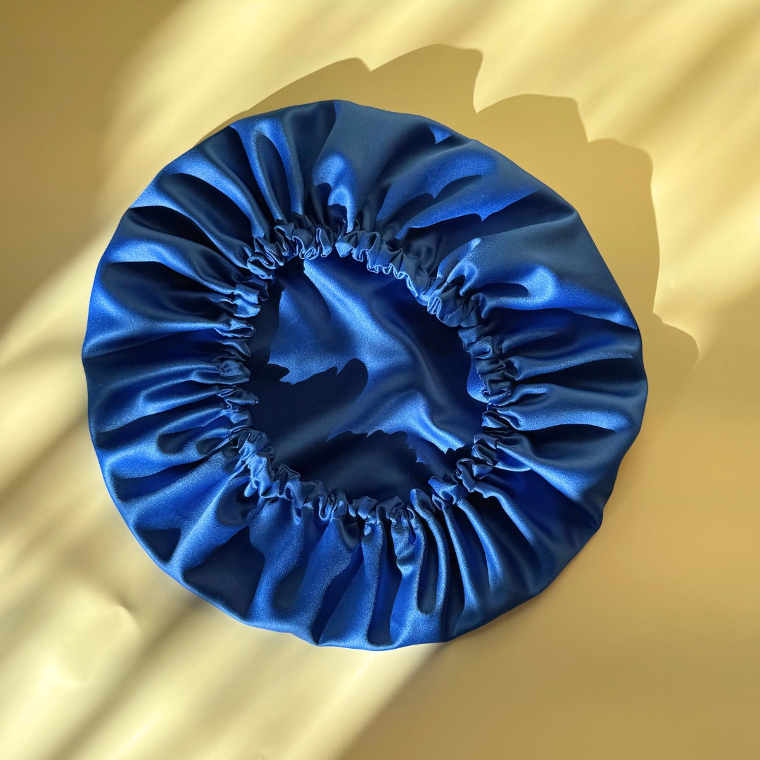 Bonnet de Nuit en Satin Bleu - Protection et Élégance