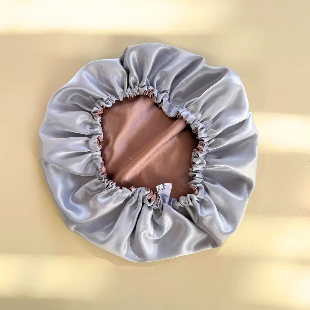 Bonnet de Nuit en Satin Luxe Marron & Bleu - Anti-Casse