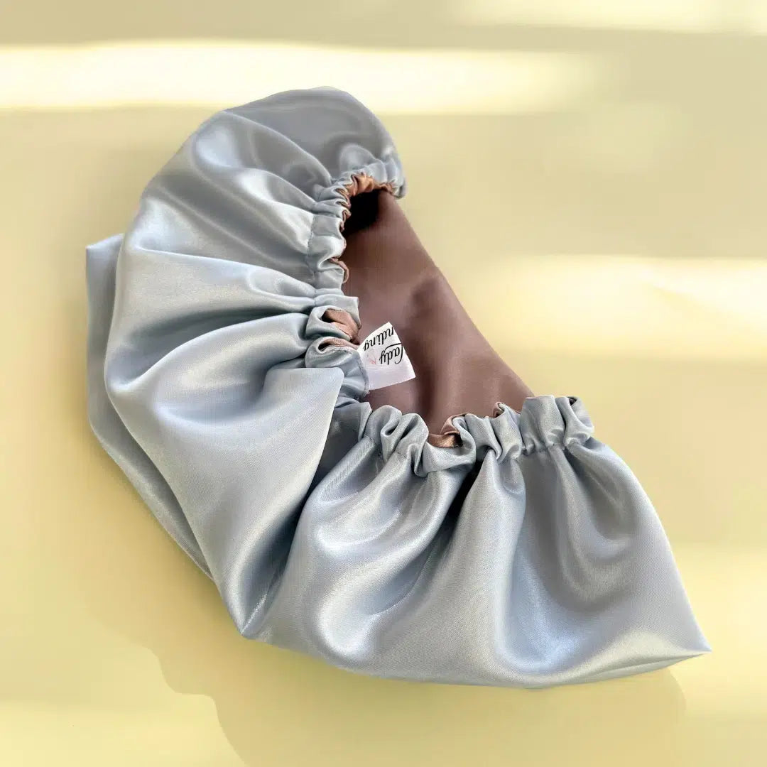 Bonnet de Nuit en Satin Luxe Marron & Bleu - Anti-Casse