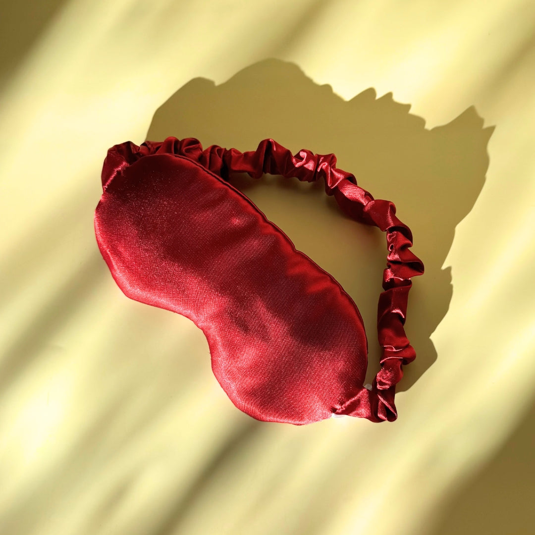 Masque de sommeil en satin doux anti-lumière & relaxant Rouge
