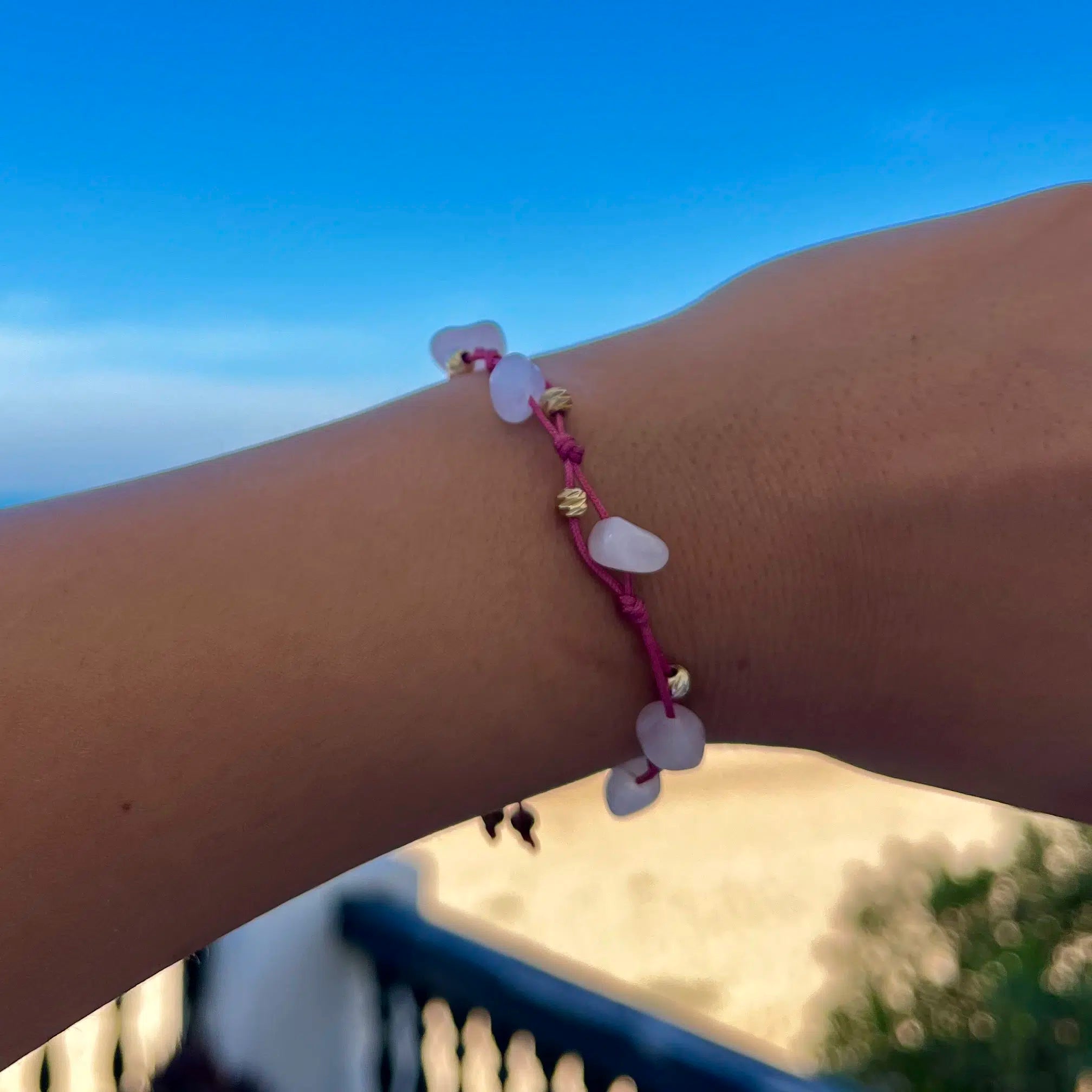 Bracelet ajustable en pierre rose pour un style unique et chic