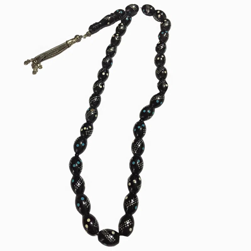 Ancien Misbaha islamique artisanal de 33 perles yusr