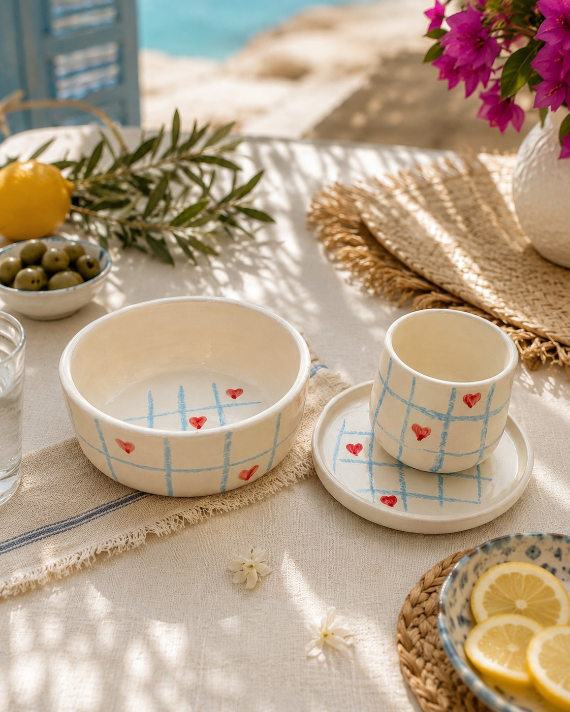 set céramique cœur rouge pour une décoration élégante