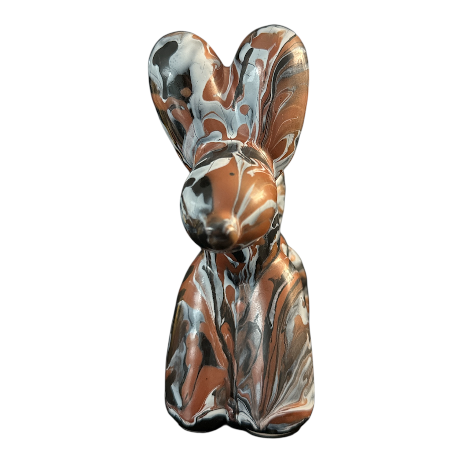 Sculpture Dog Design en Céramique – Édition Artistique Rouge, Noir & Blanc (12 cm)