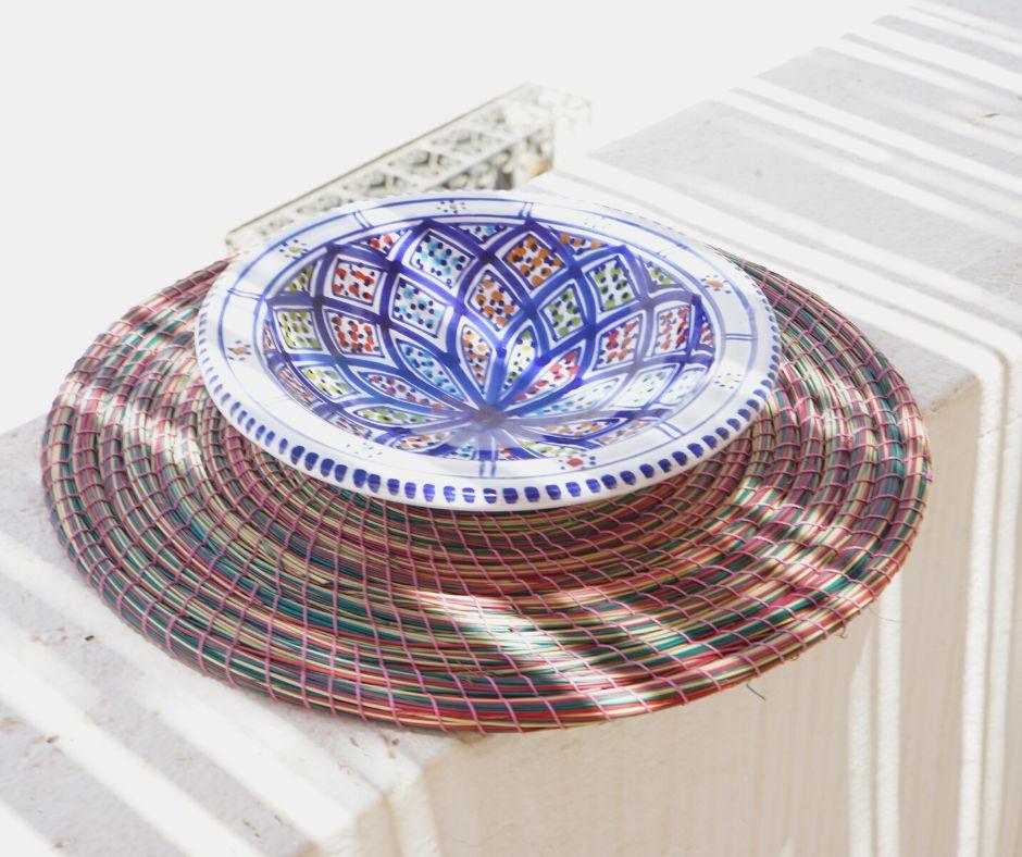 Sous-plat , dessous de plat, Set table, multicouleur en Halfa - artisanat Tunisien fait main | ILEYCOM