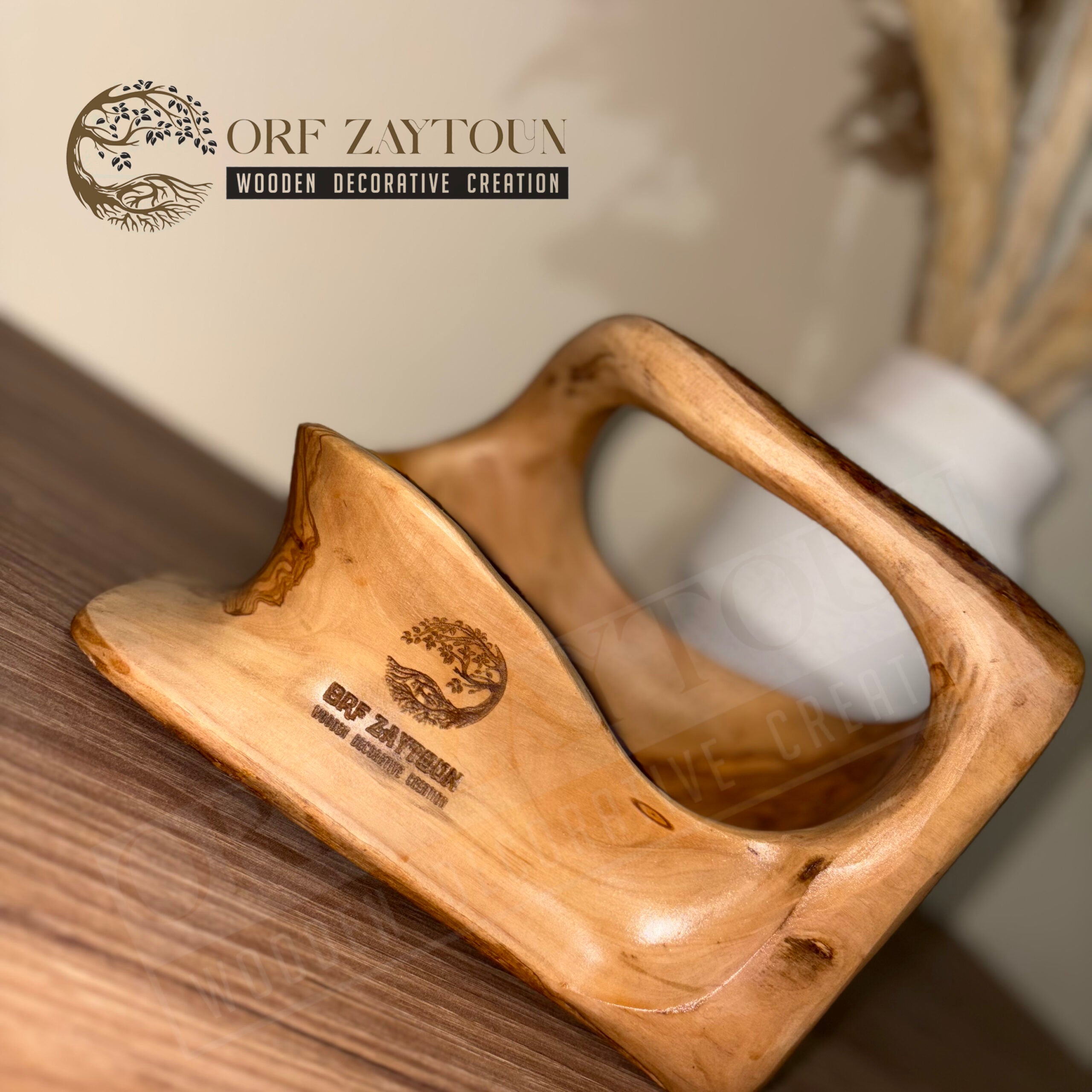 Support en Bois d'Olivier - artisanat Tunisien fait main | ILEYCOM