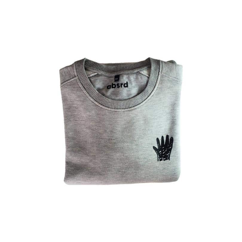 Sweatshirt Hand Gris shiné avec Sérigraphie côté cœur - artisanat Tunisien fait main | ILEYCOM