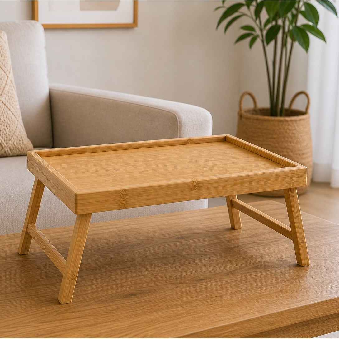 Table pliante bois compacte et pratique  — vue 4. Artisanat Tunisie.