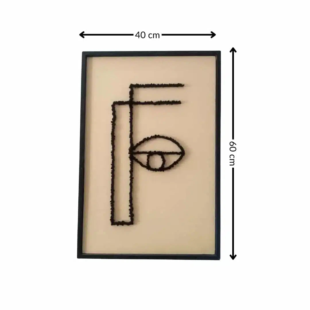 Tableau décoratif brodé à la main design minimaliste Œil