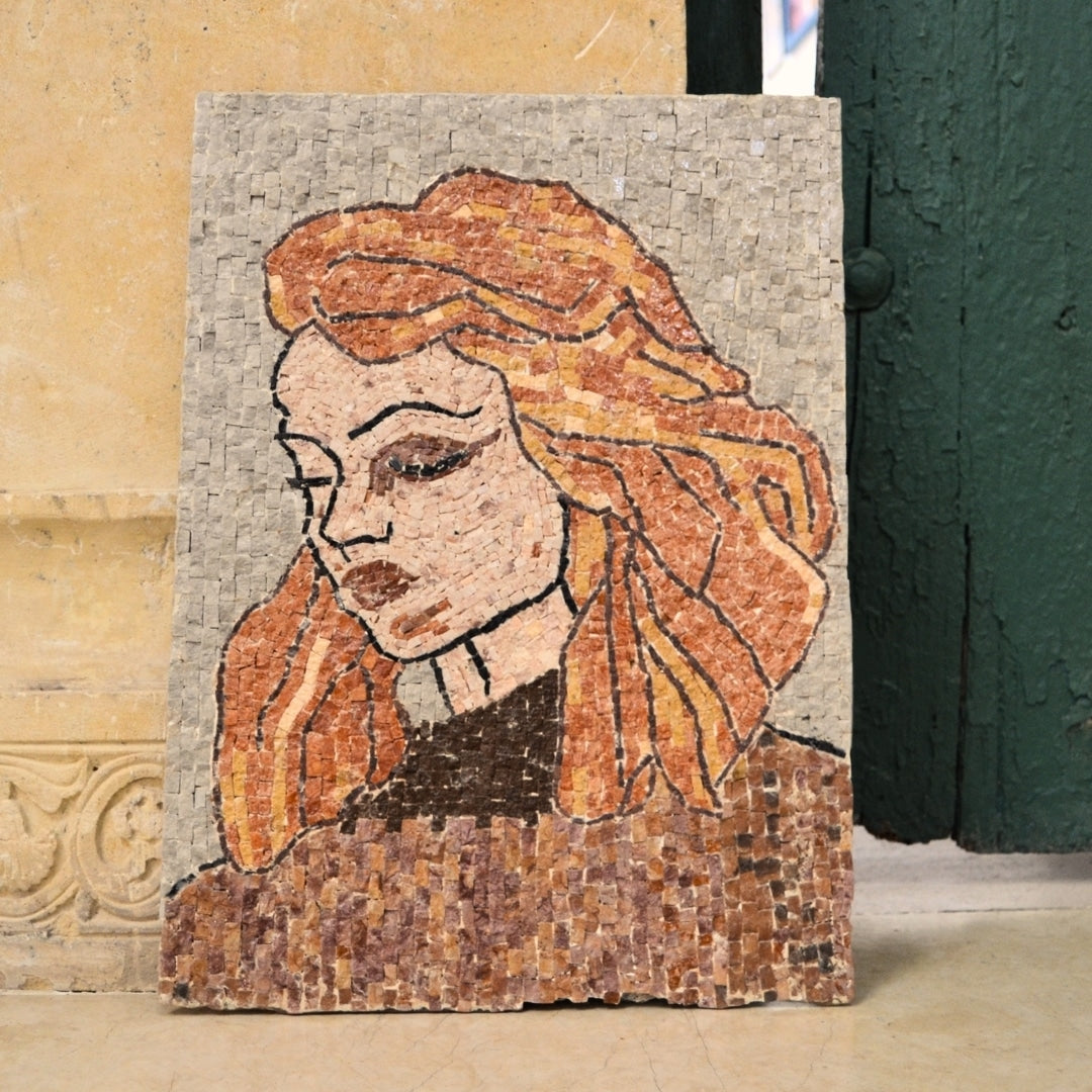 Tableau décoratif en Mosaïque design femme blonde - artisanat Tunisien fait main | ILEYCOM