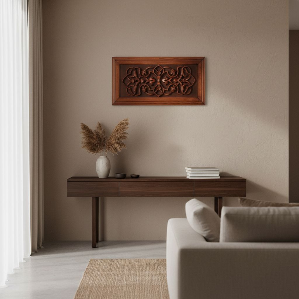 Tableau en bois sculpté artisanal 25x50 cm pour un intérieur unique
