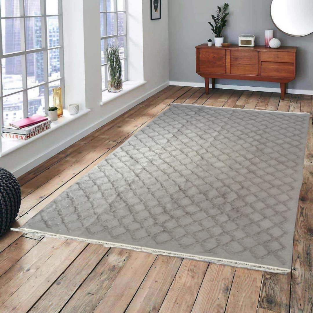 Tapis berbère beige en laine pure fait-main - artisanat Tunisien fait main | ILEYCOM