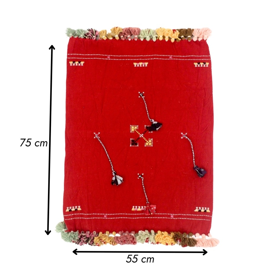 Tapis en Laine avec Broderie Traditionnelle de Kerkennah - artisanat Tunisien fait main | ILEYCOM