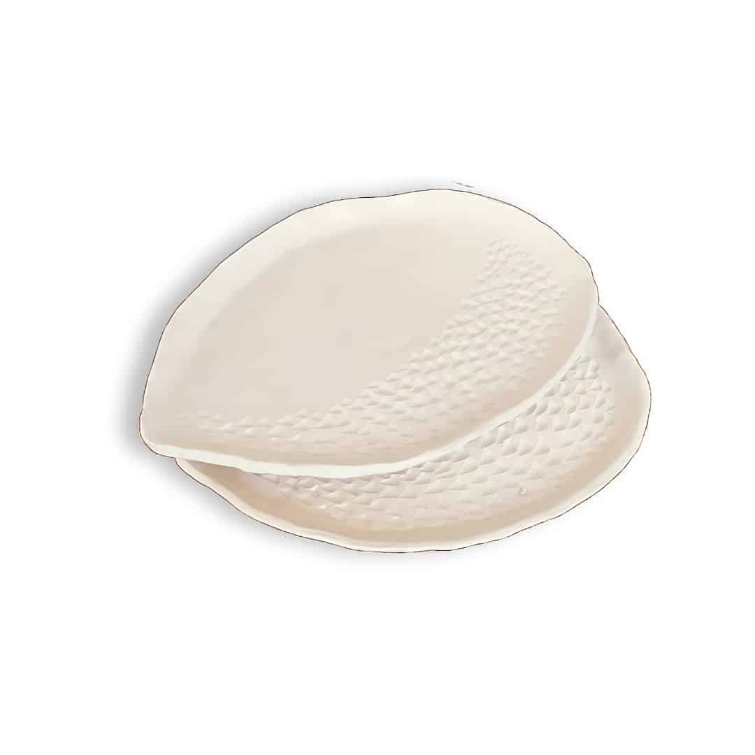 Tasse et sous-tasse en céramique – Blanc texturé (9 x 6 cm / 17 x 13 cm) - artisanat Tunisien fait main | ILEYCOM