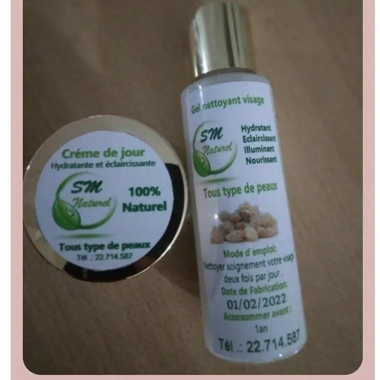 Crème &amp; Gel Visage Oliban Naturel - Hydratation Éclatante