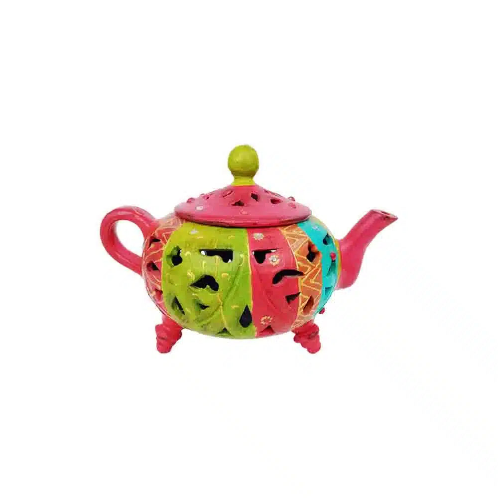Pot de thé décoratif multicolores en céramique fait-main, Théière en poterie décorative