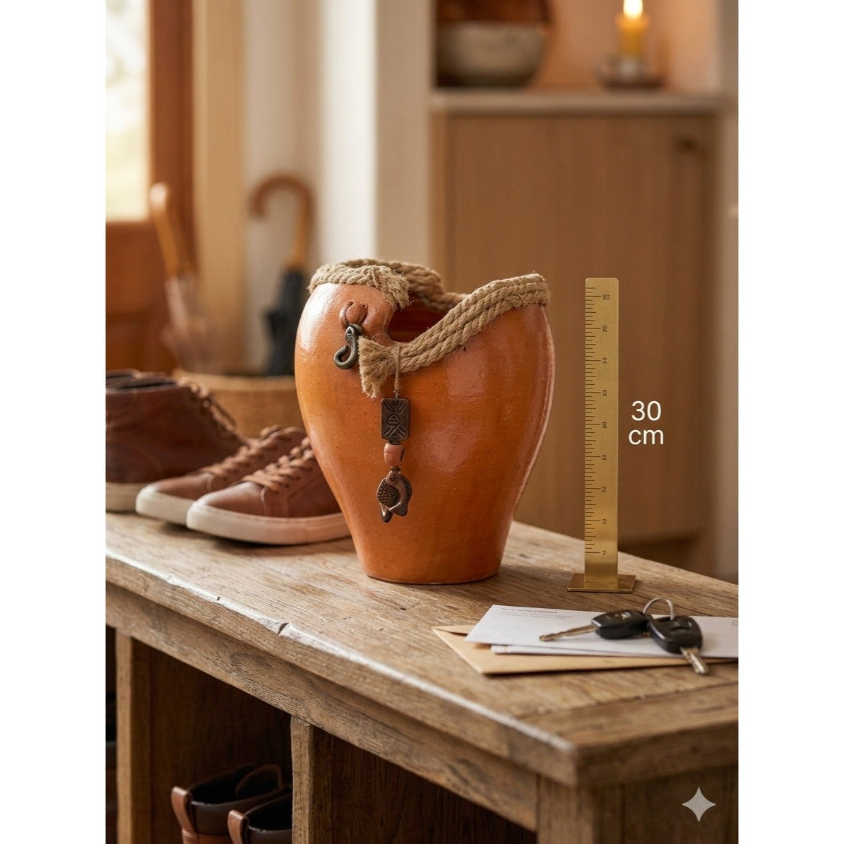 Vase africain orange 30 cm de hauteur pour une déco unique et élégante