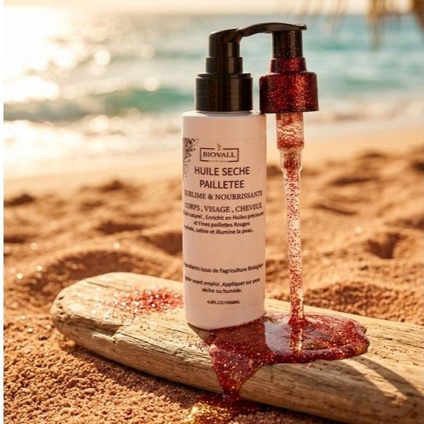 huile bronzage paillette rouge pour un éclat sublime