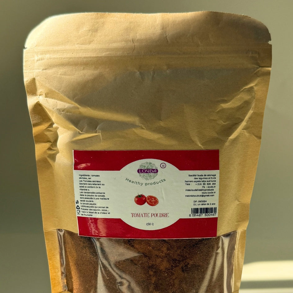 Tomate en poudre naturelle 250g, l'essence des saveurs écoresponsables - artisanat Tunisien fait main | ILEYCOM