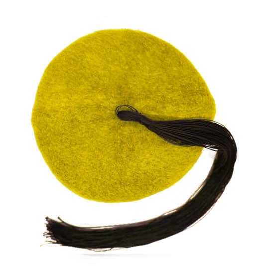 Chéchia Tunisienne Jaune Avec Pompon En Laine