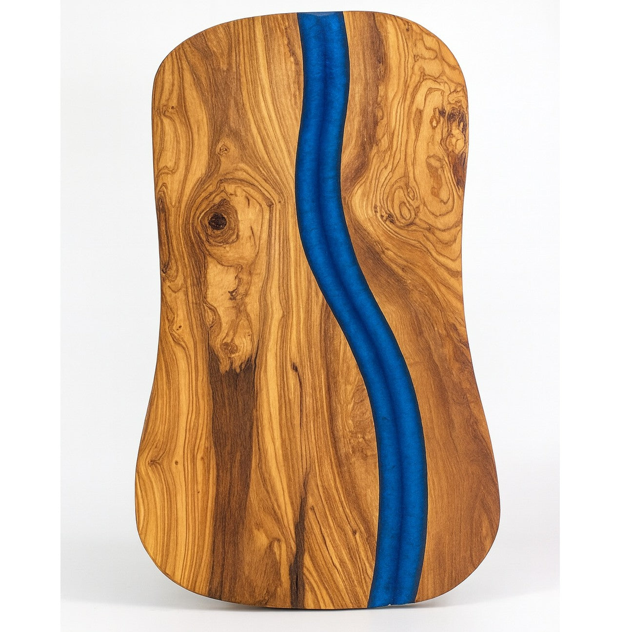 Planche À Découper Résine Bleue Bois d'Olivier - Élégance Artisanale
