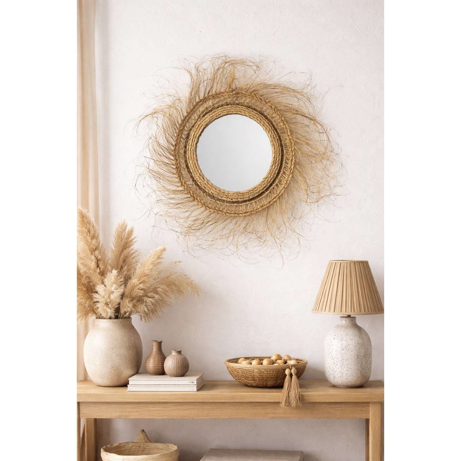 Miroir en Halfa fait à la main diamètre 50 cm