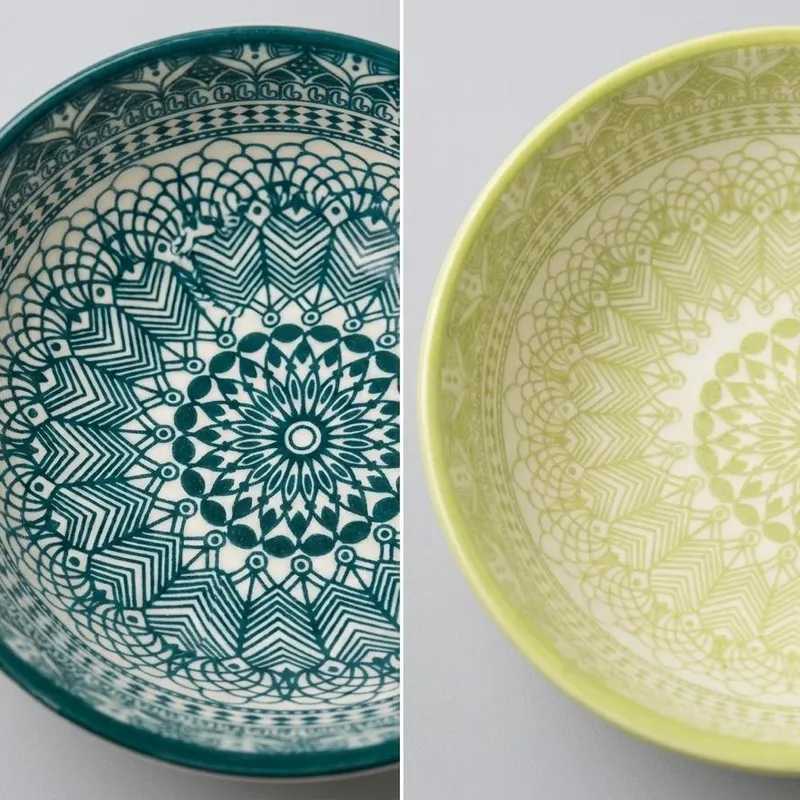 Service de Table Céramique Mandala Vert Élégant - Style Méditerranéen