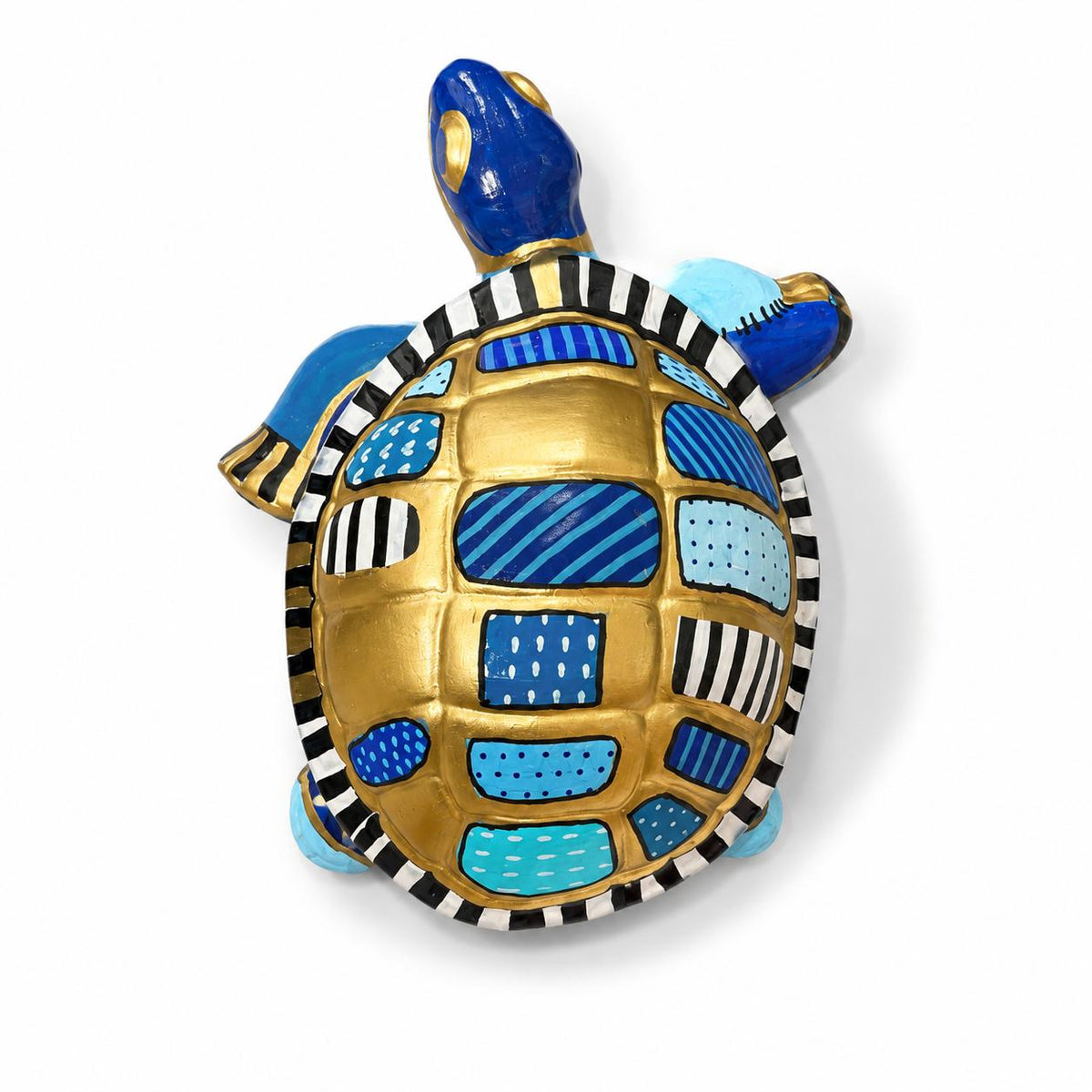 Sculpture tortue bleu et doré une touche d'élégance unique