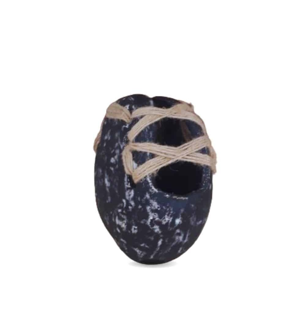 Vase artisanal en céramique effet marbré, orné de cordages naturels ( 25 x 25 x  - artisanat Tunisien fait main | ILEYCOM