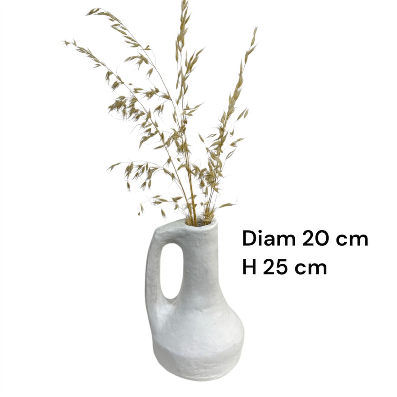 Vase blanc en poterie - Bouquet de fleurs séchées