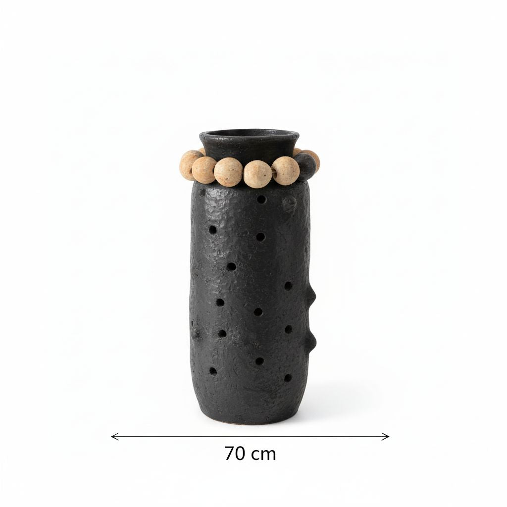 Vase noir élégant 70 cm pour un décor moderne et raffiné