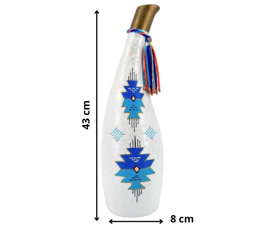 Vase Sculpté et Peint à la Main "Sidi Bousaid" pour Décoration Intérieure - artisanat Tunisien fait main | ILEYCOM