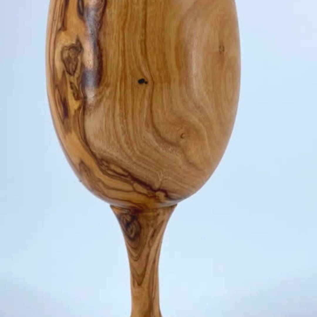 Verre à Pied en Bois d'Olivier - artisanat Tunisien fait main | ILEYCOM