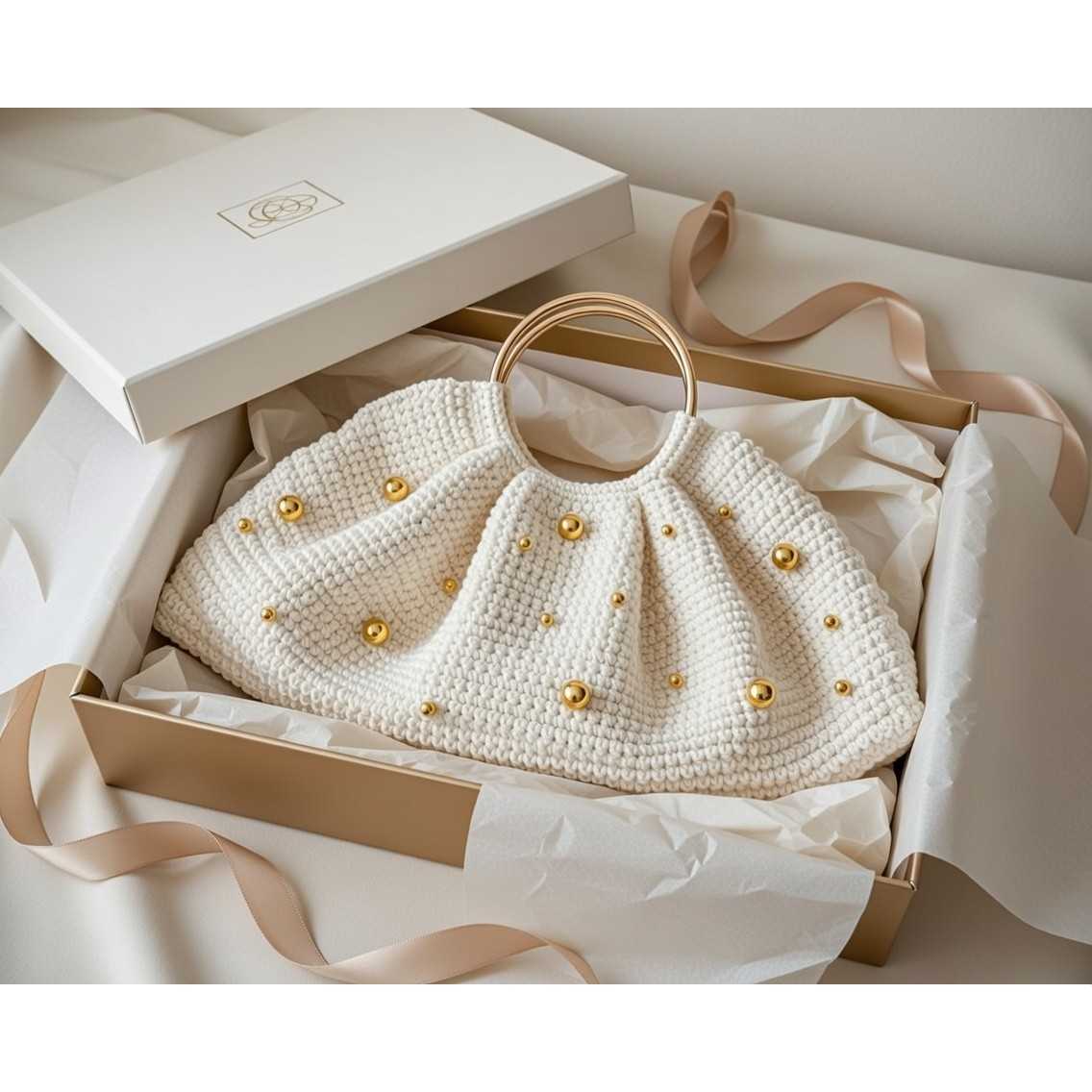 sac en crochet blanc cassé taille M pour un style unique