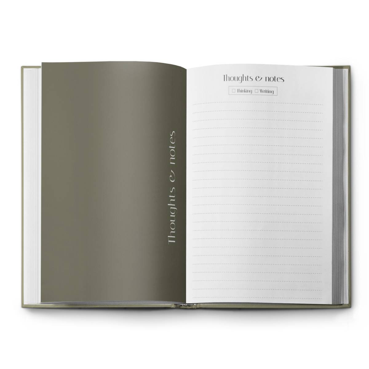 carnet olive design minimal pour pensées créatives et projets