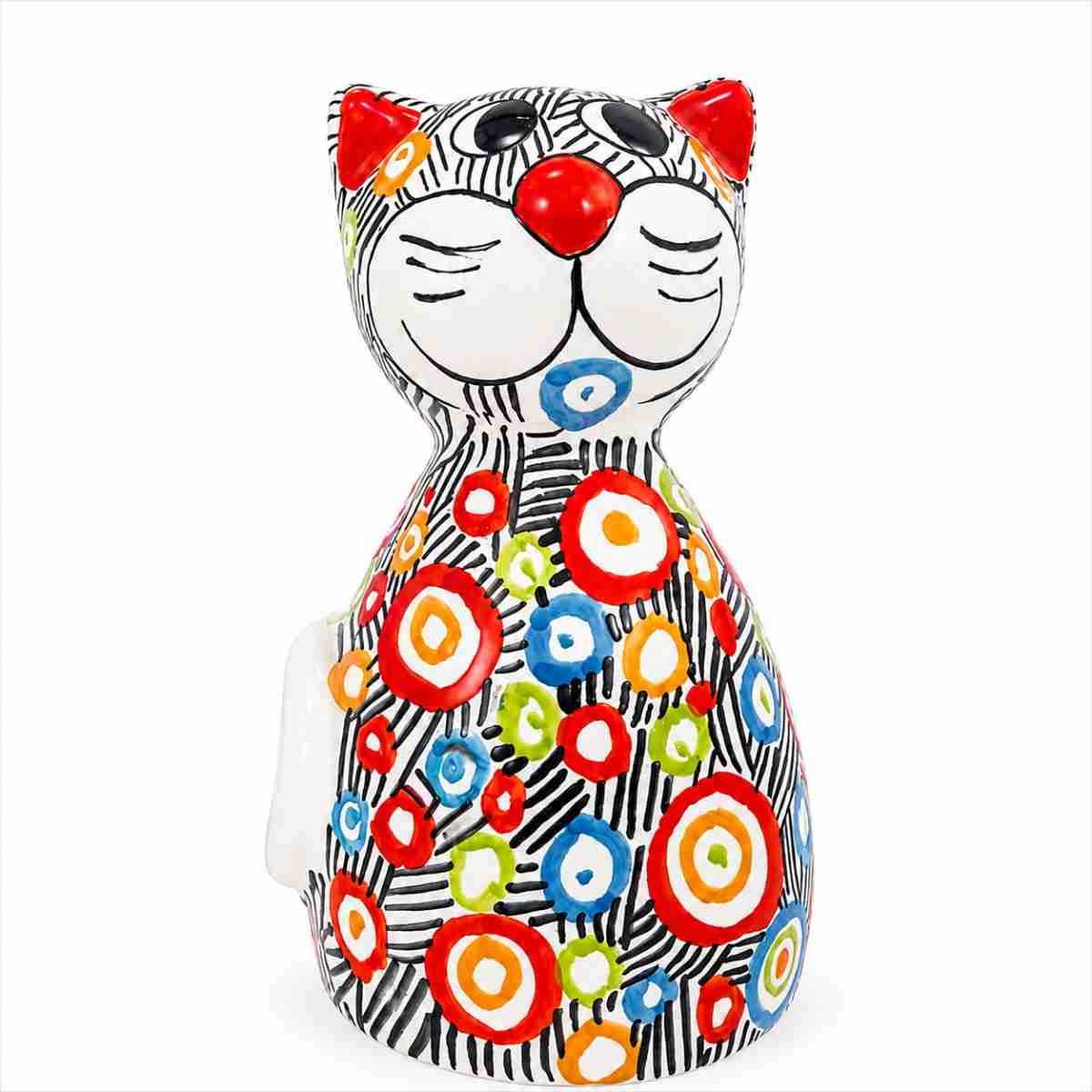 chat décoratif unique en sculpture artistique H 20 cm