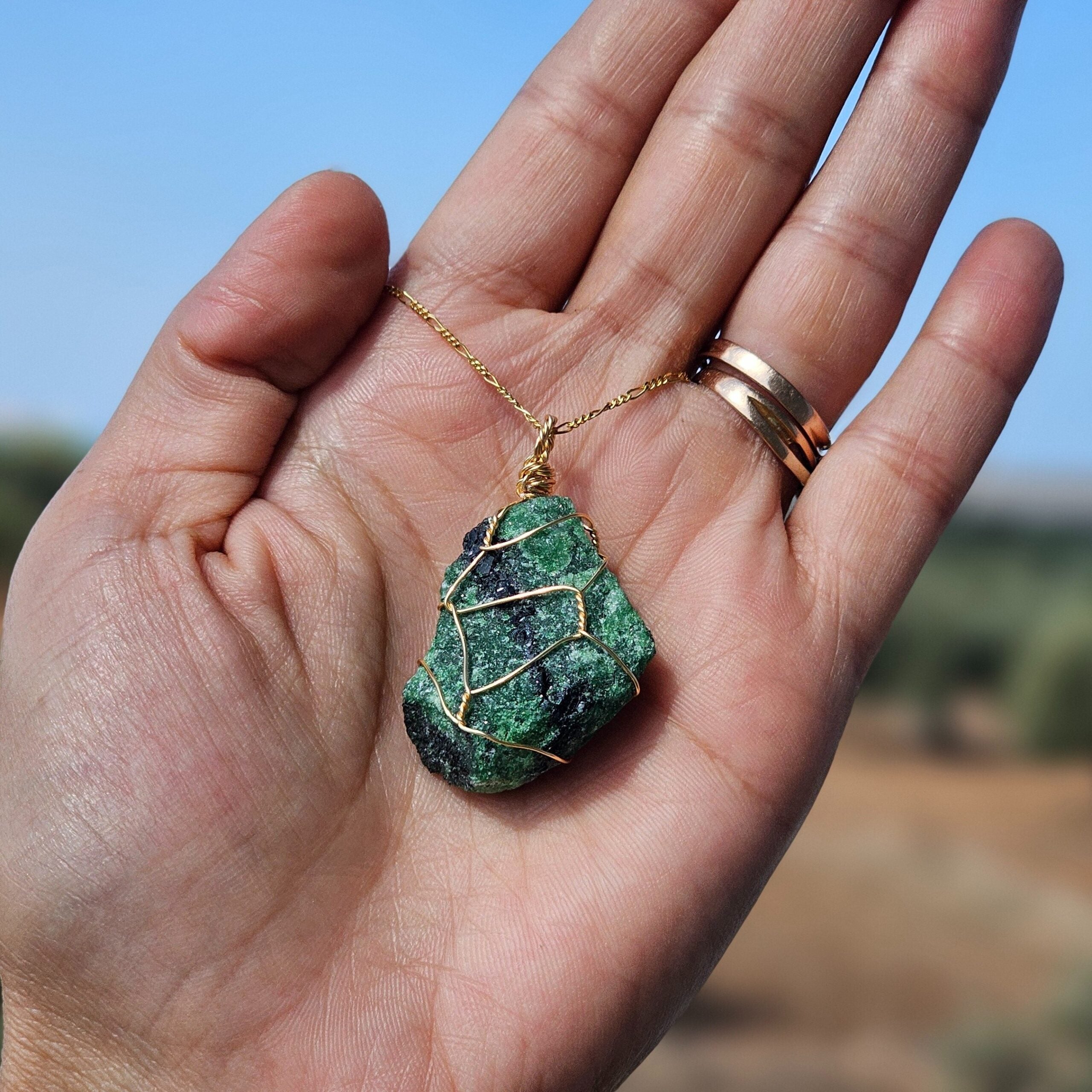 Collier en Argent 925 plaqué en or avec Pendentif Ruby Zoïsite - Éclat Naturel et Énergétique
