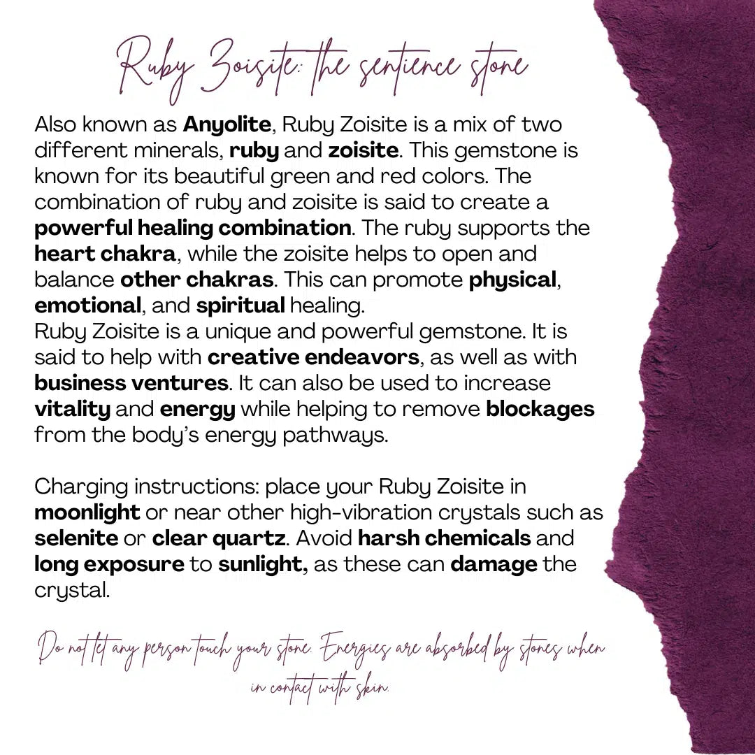 Collier en Argent 925 plaqué en or avec Pendentif Ruby Zoïsite - Éclat Naturel et Énergétique