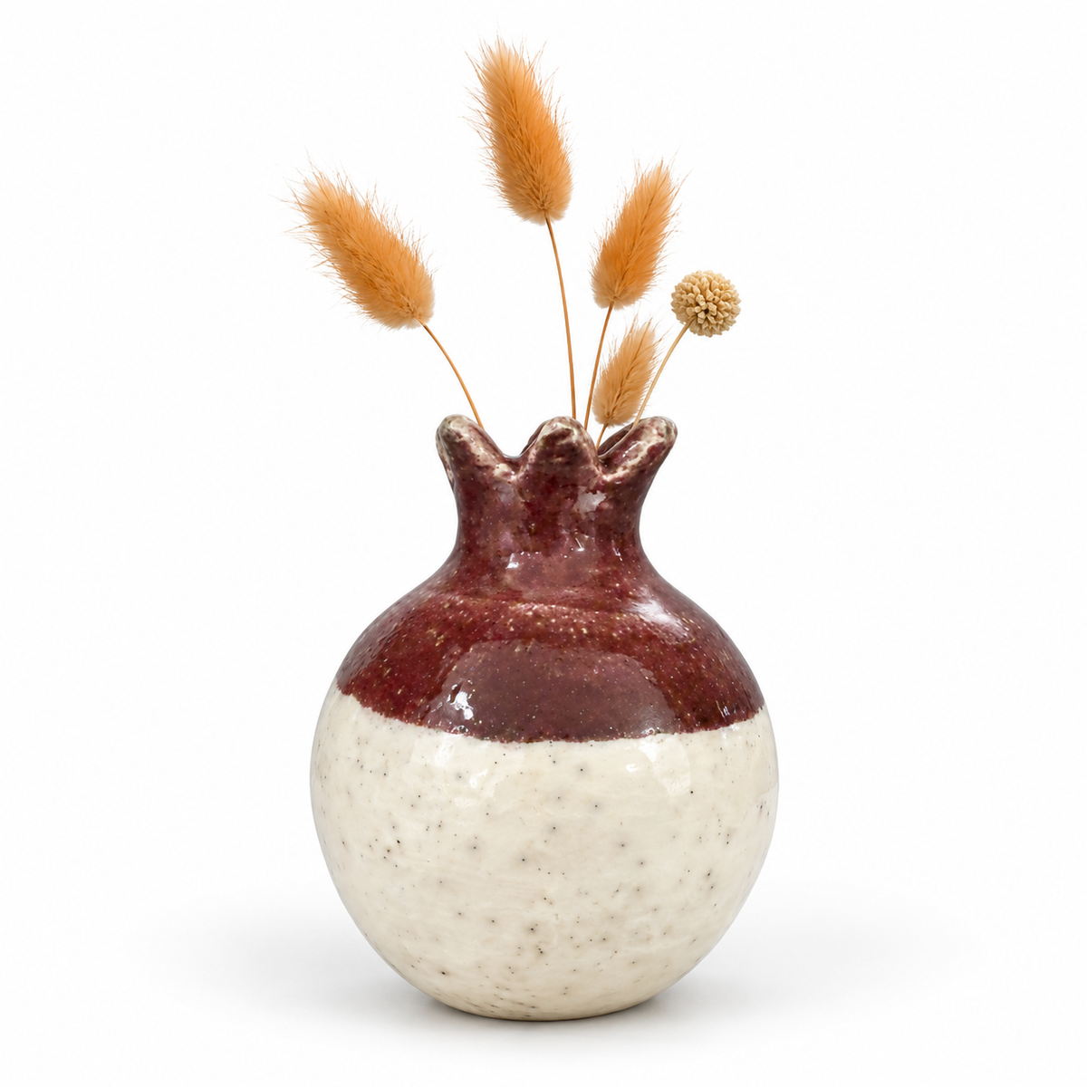 Vases céramique trio de grenades bicolore unique en Raku