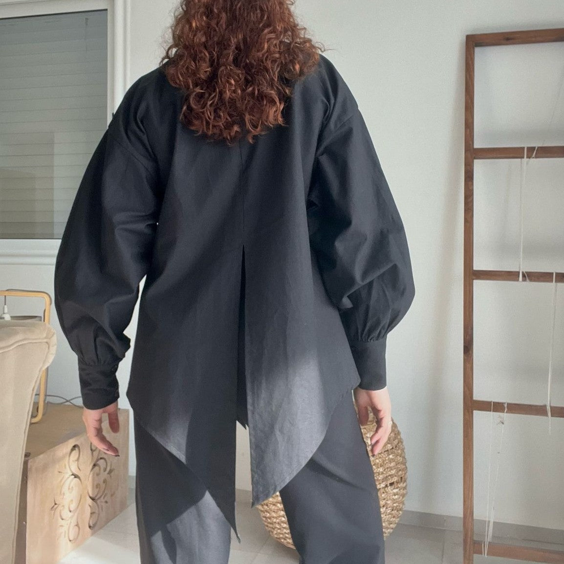 Chemise asymétrique noire femme korean style