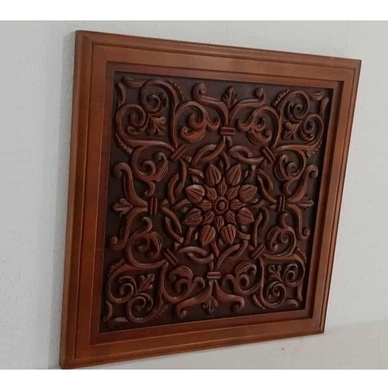 tableau en bois sculpté à la main 60 x 60 cm exclusif