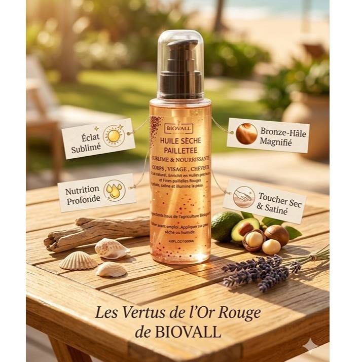 huile bronzage paillette rouge pour un éclat sublime