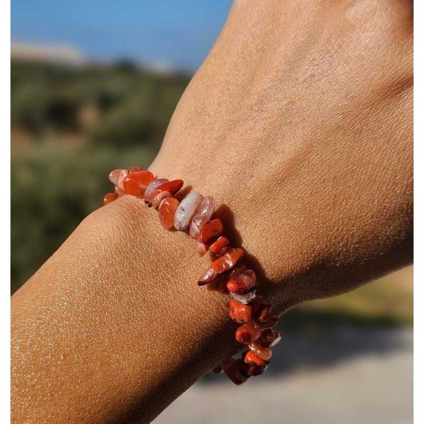 bracelet agate rouge élastique baroque pour un style unique