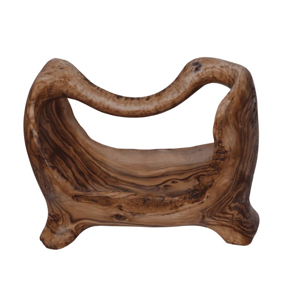 Corbeille en bois d'olivier artisanale élégante et unique 40x30 cm