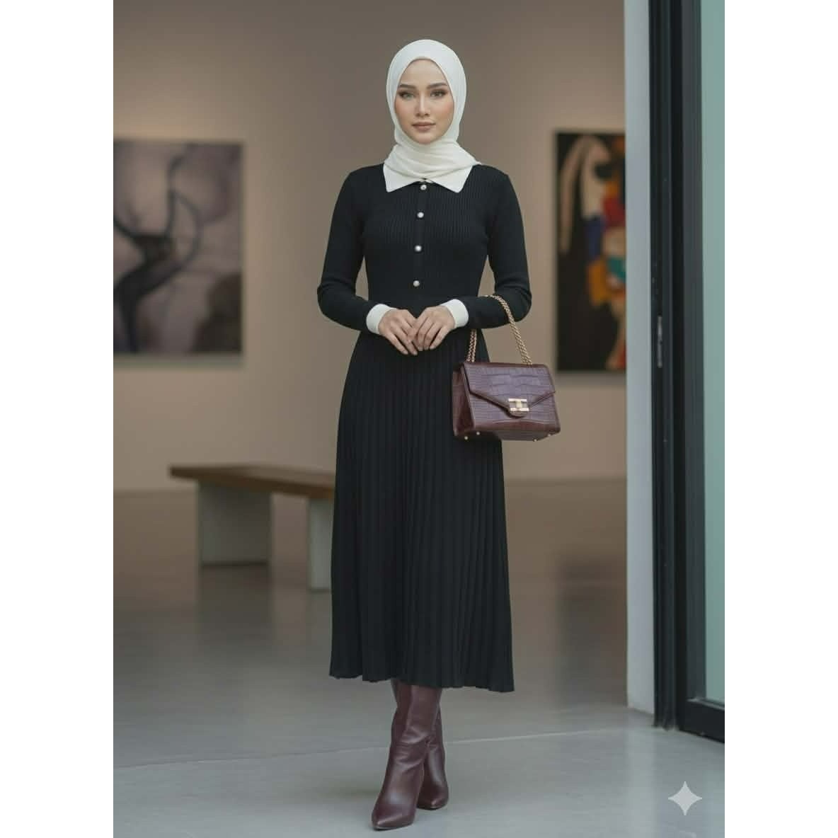 Robe noire en laine élégante pour un look irrésistible