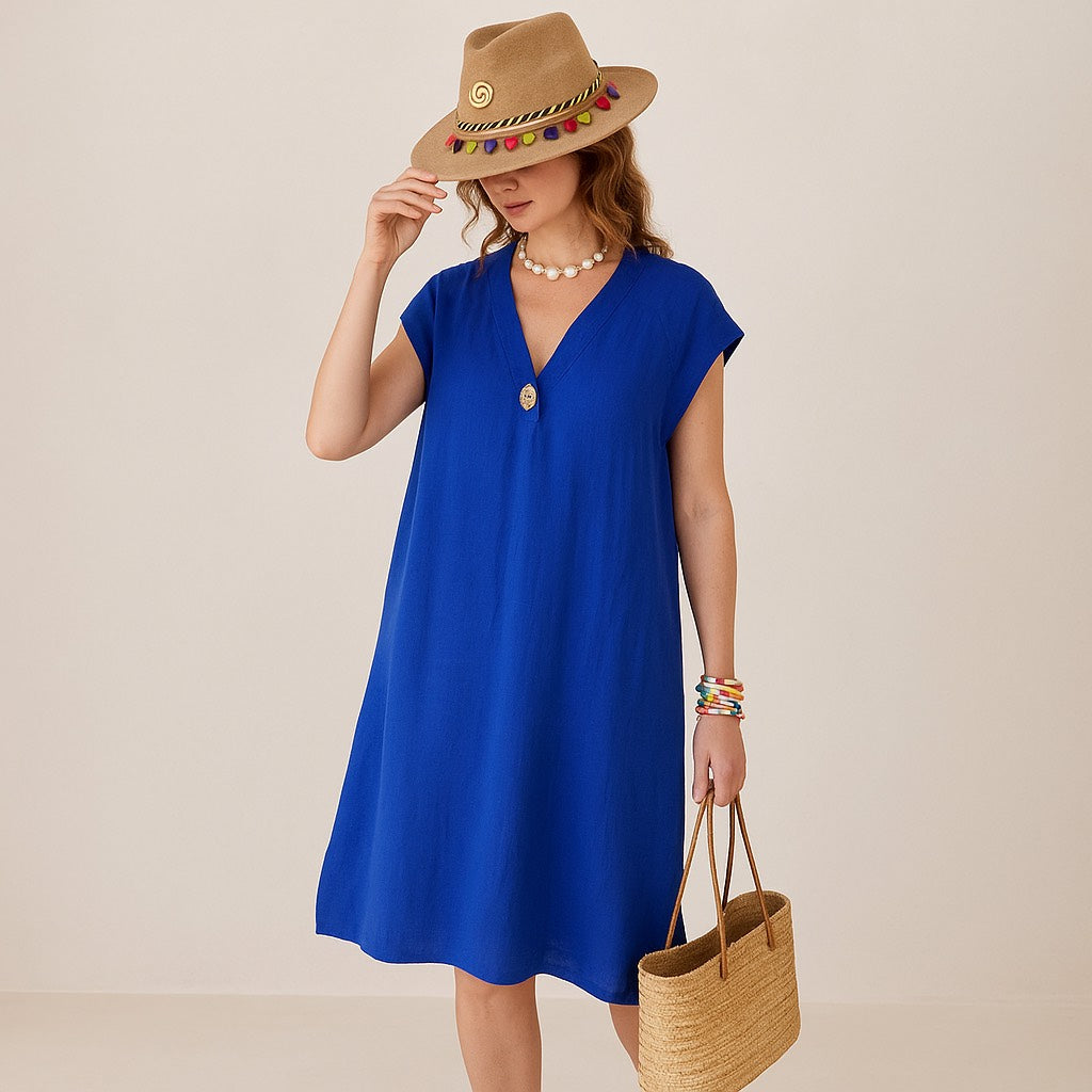 Robe chic décontractée en lin et coton pour l'été