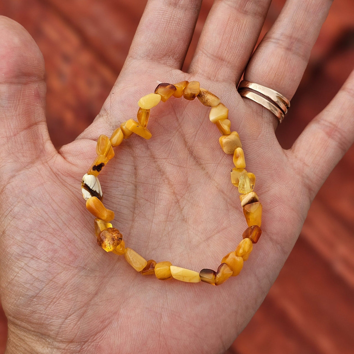 Bracelet ambre naturel élastique 18 cm qualité premium