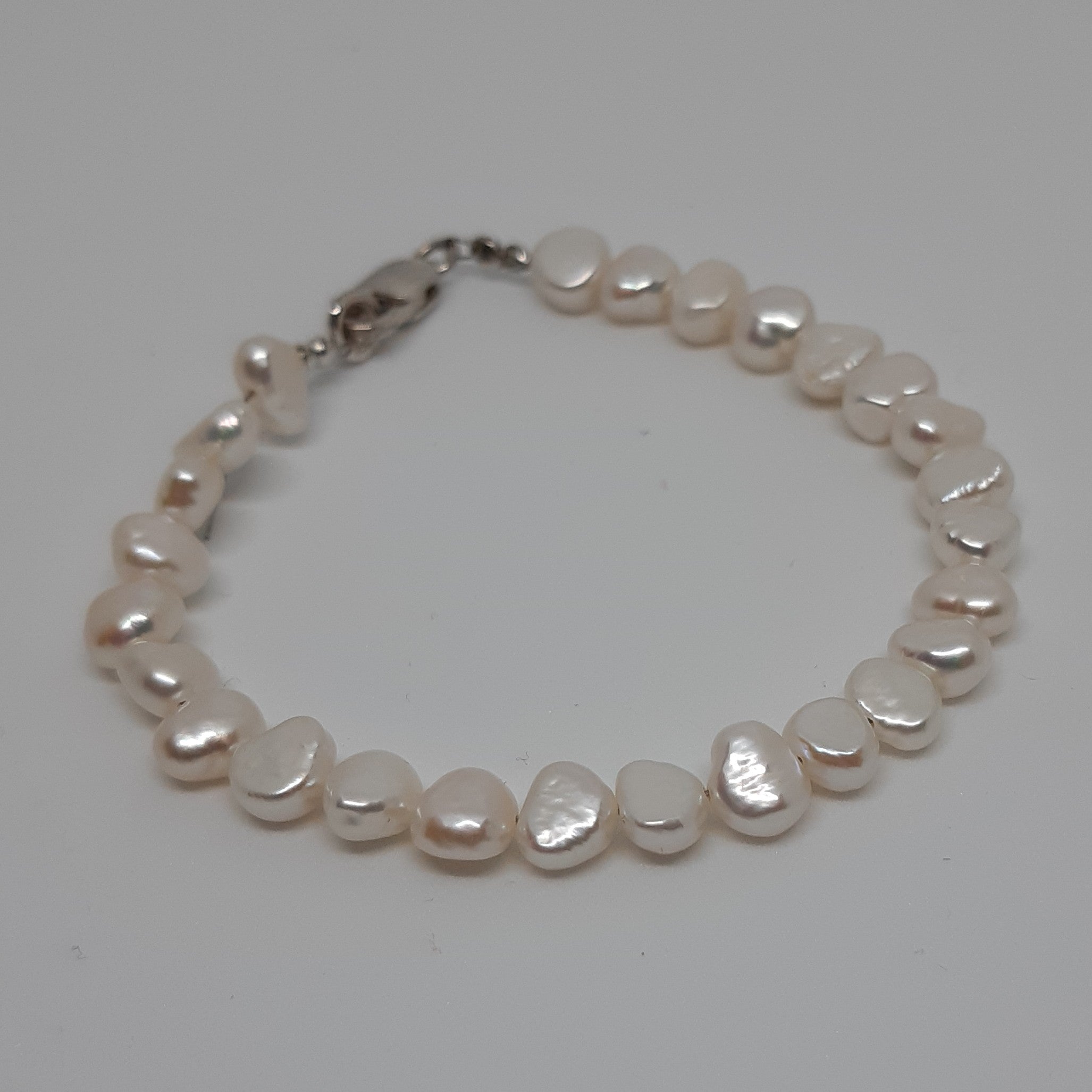 Parure Perle De Culture Plate, collier, boucles d'oreilles et bracelet en perles authentiques plates