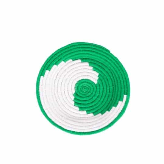 Green &amp; White Spiral Weave Wall Basket