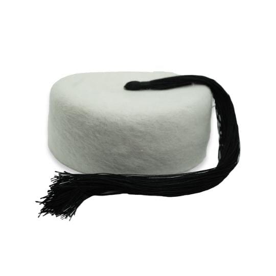 White Tunisian Chechia With Wool Pompom